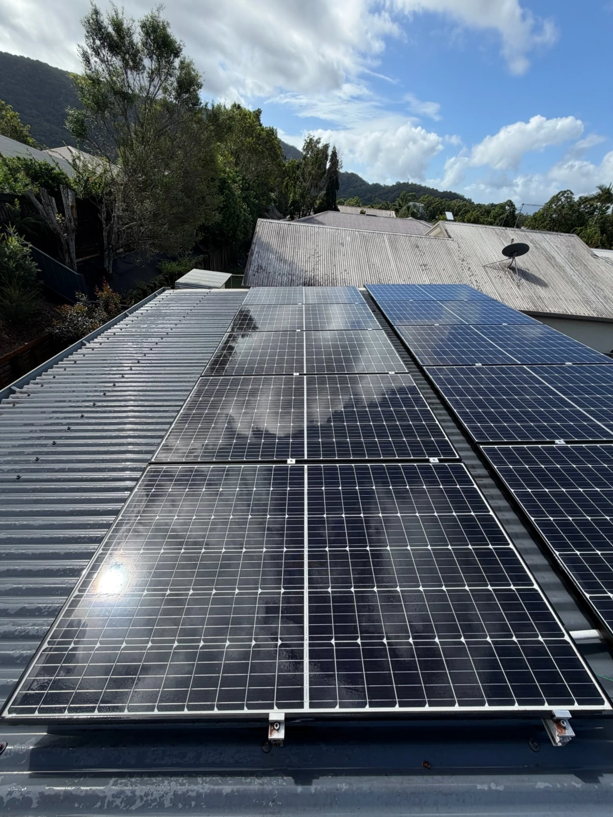 A clean solar array on a Cairns roof